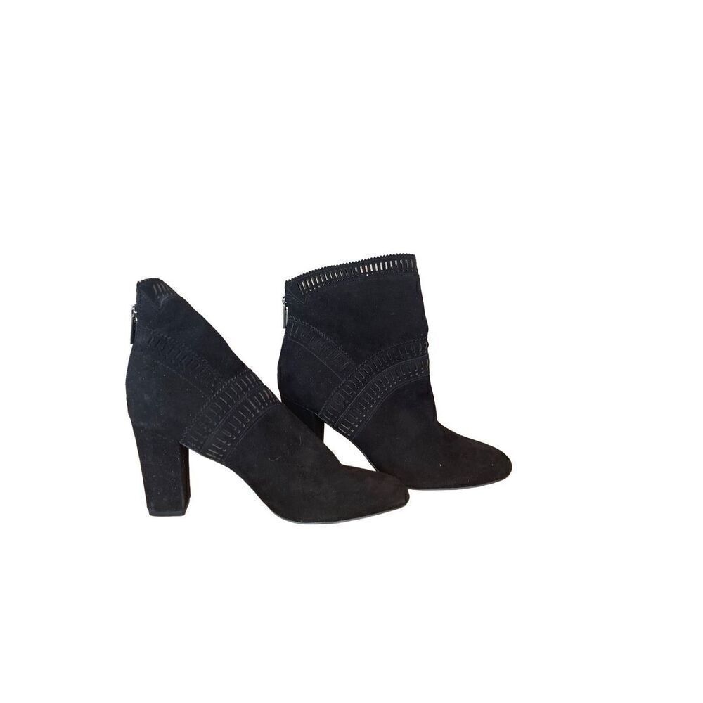 Studio Isola Womens Black Faux Suede Cali Heeled Ankle Boots Size 8